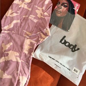 *NWT* Body By Raven Tracy Pink Camo Flare Jumpsuit